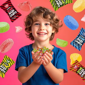 Extreme Sour Hard Candy Mix | 2 Pound Pack | Strawberry, Blue Raspberry, Black Cherry, Lemon, Green Apple - Crazy Outlet Candy Store