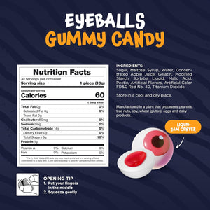 Funtasty Eyeballs Gummy Candy with Jam Center, 19-Ounce Jar (30 Count)