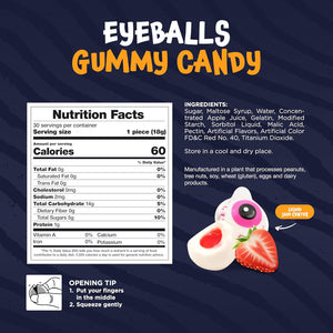 Funtasty Eyeballs Gummy Candy with Jam Center, 19-Ounce Jar (30 Count)