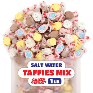 Salt Water Taffy Candy Mix | 1 Pound Pack | Chocolate, Banana, Frosted Cupcake, Cotton Candy Flavors - Crazy Outlet Candy Store