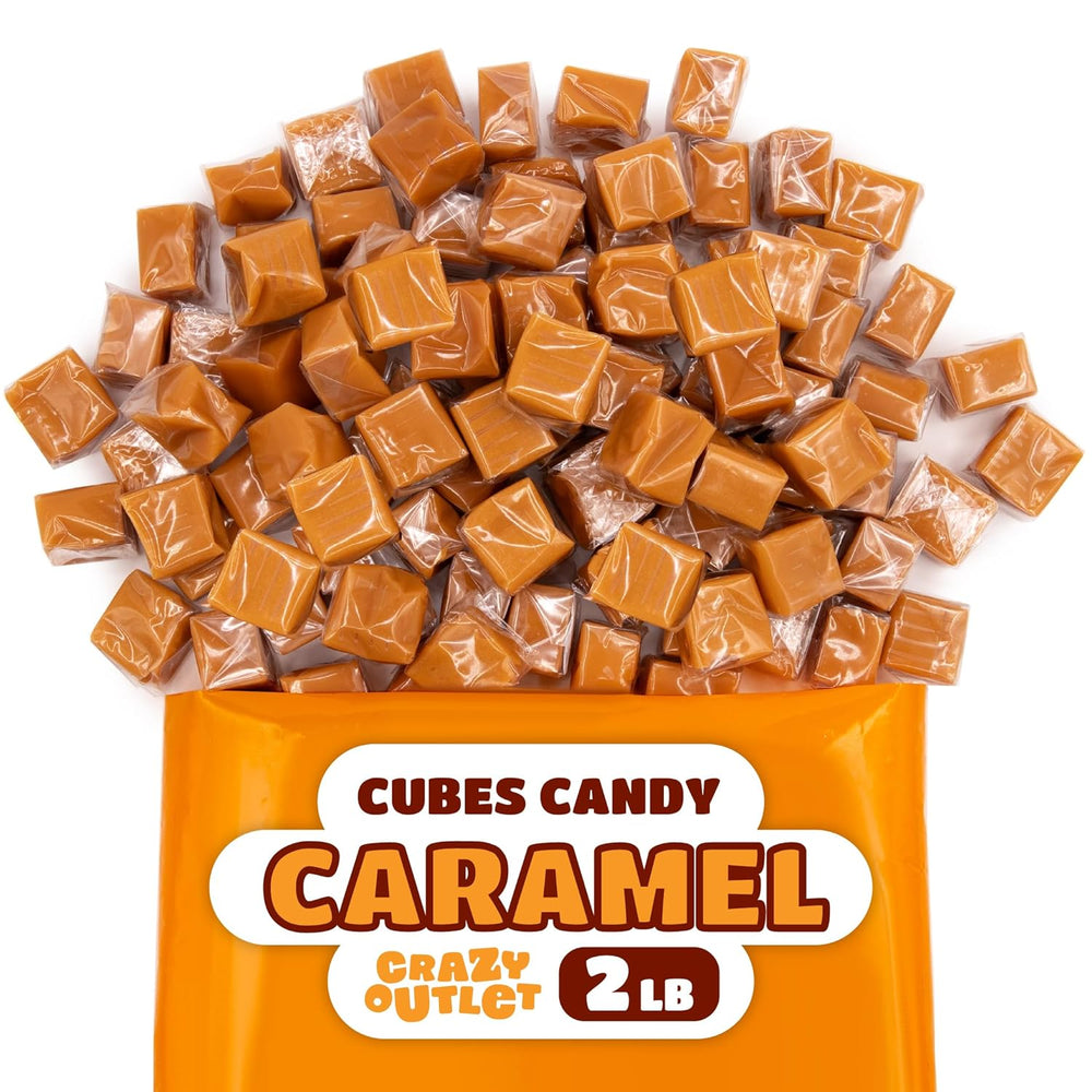 Caramel Cubes Candy | 2 Pound Bulk Pack | Individually Wrapped Caramels - Crazy Outlet Candy Store
