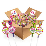 Fruit Lollipops, Assorted Flavors Sour Gum-Filled Pops - 6 Pound-Box (About 108 Count)