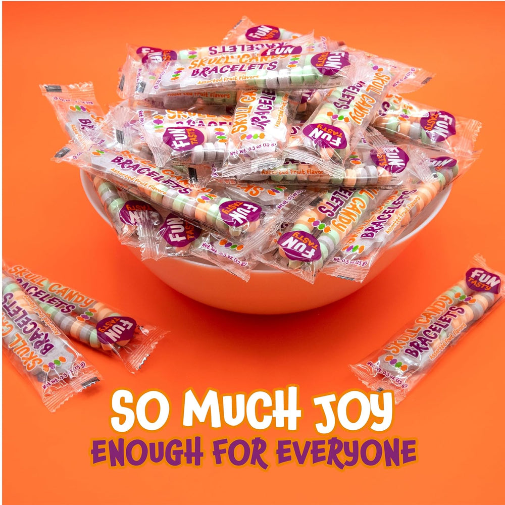 Skull Candy Bracelets | 21 Ounce Bag (40 Count) | Halloween Candy Bracelets Individually Wrapped - Crazy Outlet Candy Store