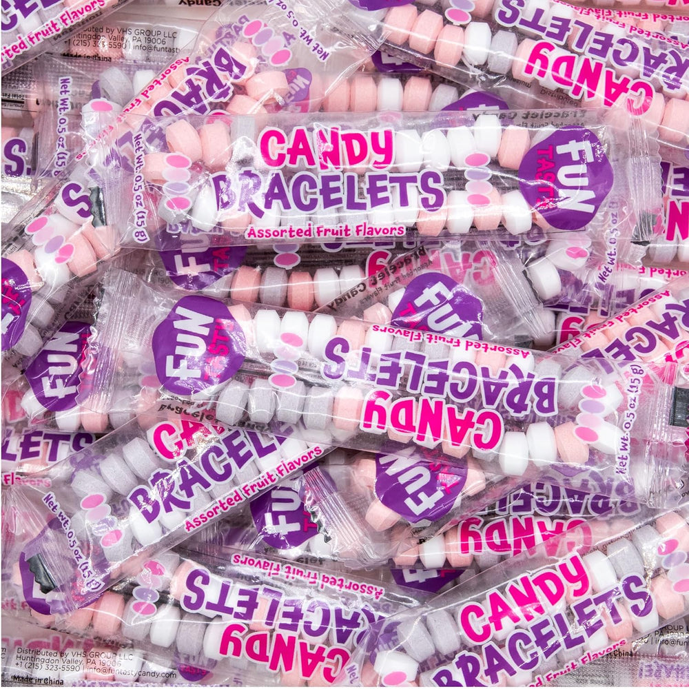 Party Candy Bracelets - 21 Ounce Bag (40 Cnt) - Fruit Flavors - Individually Wrapped - Jewelry Candy for Goodie Bags, Classroom Rewards, and Kids' Celebrations by Funtasty