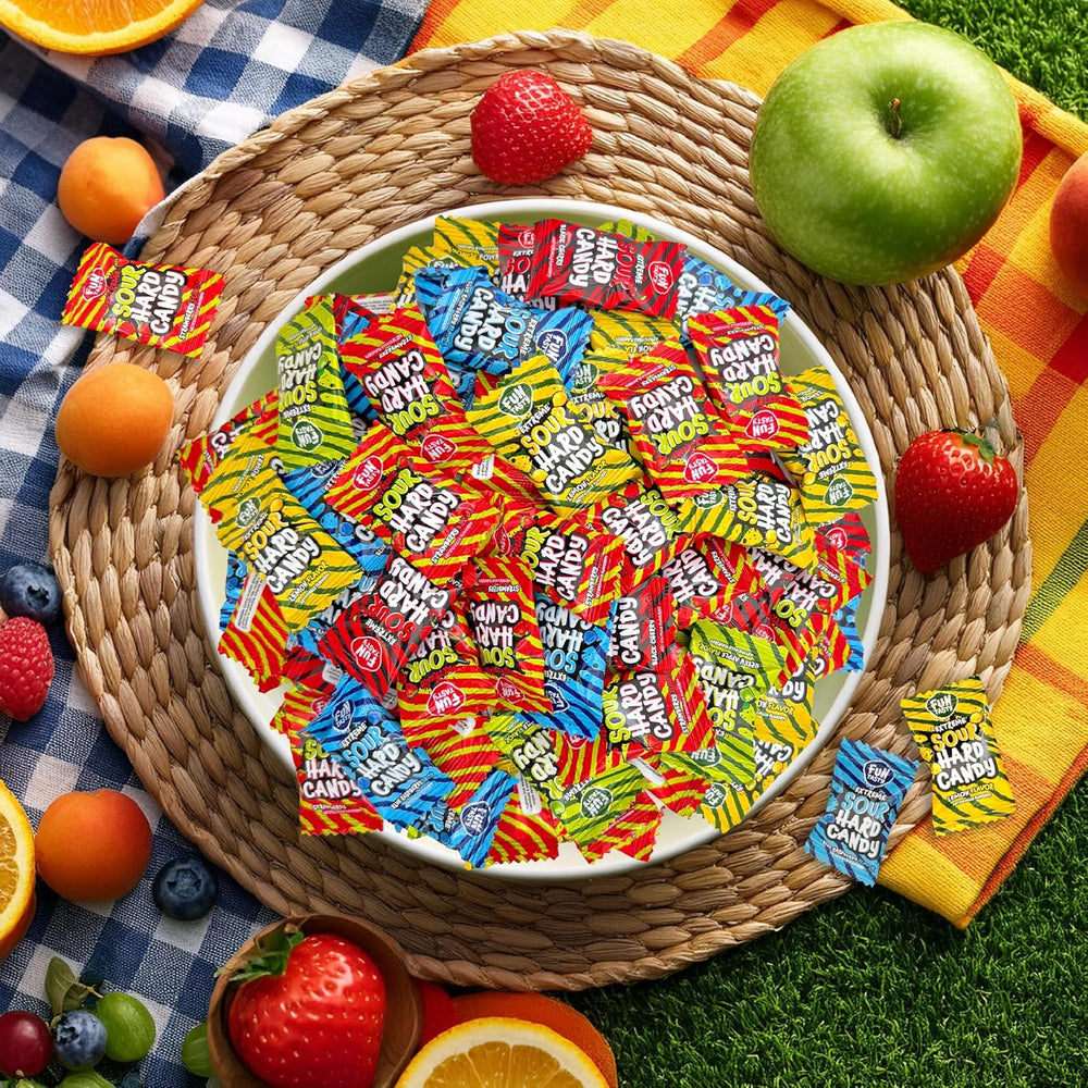 Extreme Sour Hard Candy Mix | 2 Pound Pack | Strawberry, Blue Raspberry, Black Cherry, Lemon, Green Apple - Crazy Outlet Candy Store