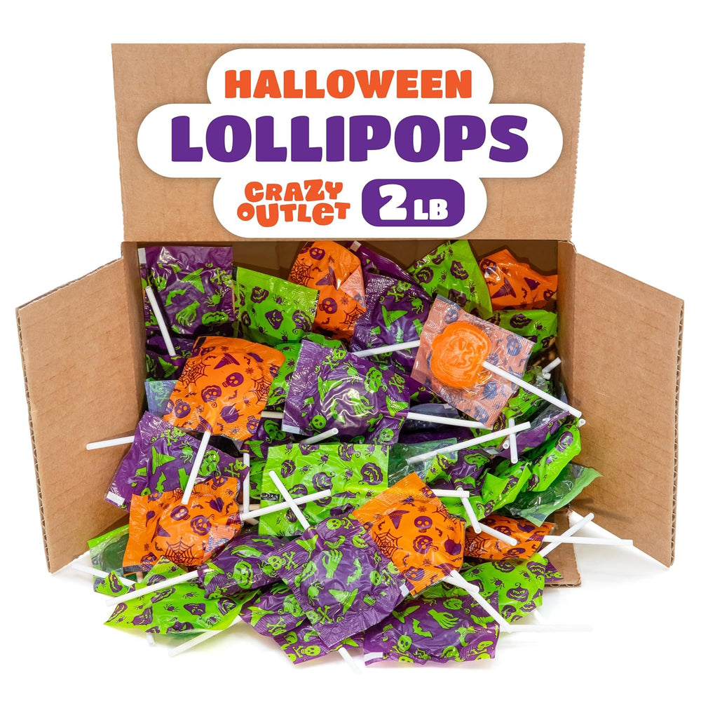 Halloween Lollipops | 2 Pound Box | Halloween Candy Bulk | Pumpkin Suckers | Trick or Treat Candy