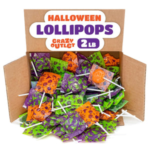 Halloween Lollipops | 2 Pound Box | Halloween Candy Bulk | Pumpkin Suckers | Trick or Treat Candy