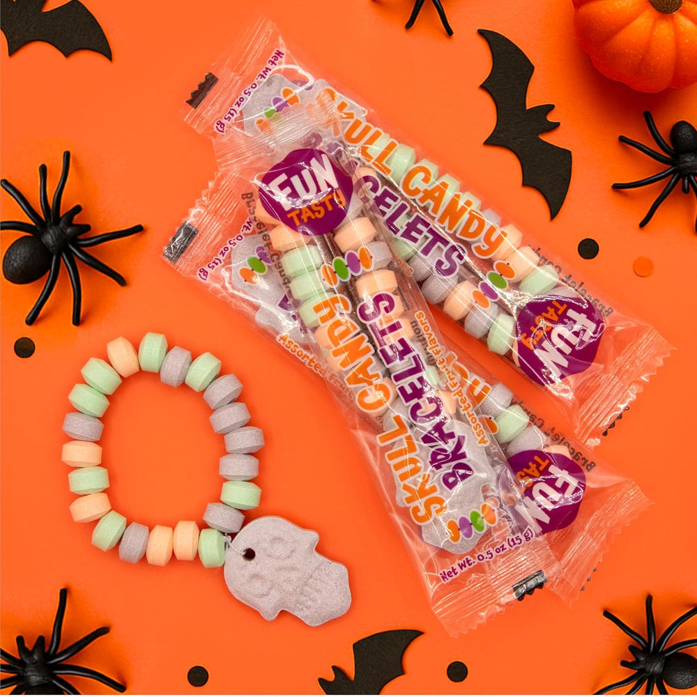 Skull Candy Bracelets | 21 Ounce Bag (40 Count) | Halloween Candy Bracelets Individually Wrapped - Crazy Outlet Candy Store