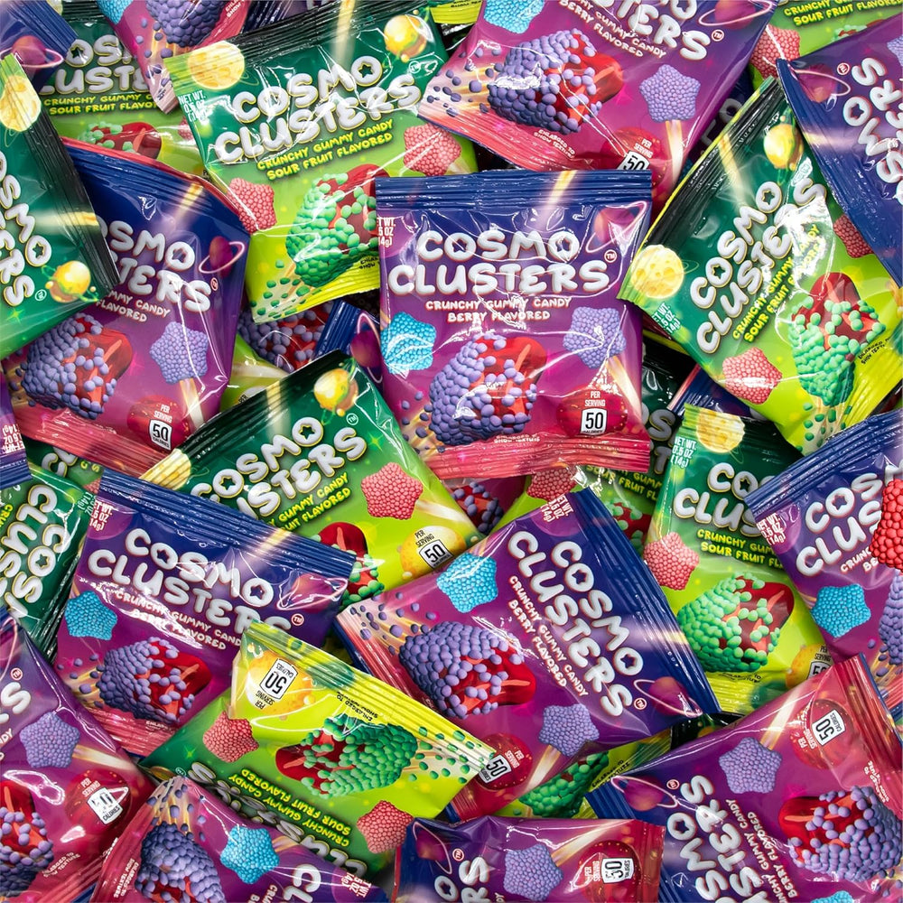 Halloween Crunchy Gummy Candy Mix | 0.5 Ounce Pouch (24 Count) | Sour Fruit and Berry Chewy Star Candy - Crazy Outlet Candy Store
