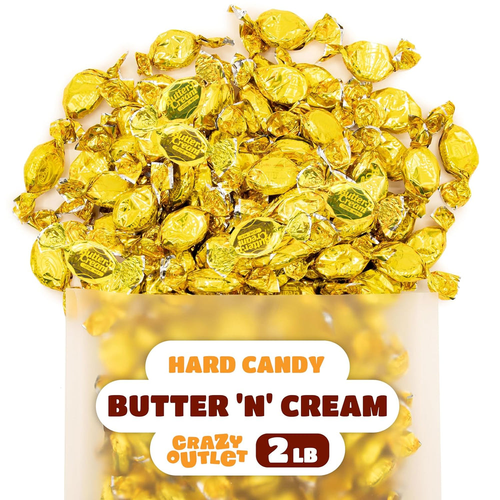 Arcor Butter ‘N’ Cream Hard Candy | 2 Pound Bulk Pack | Buttercream Candy for Buffets and Nostalgic Treat Jars - Crazy Outlet Candy Store