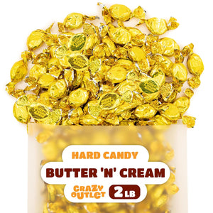 Arcor Butter ‘N’ Cream Hard Candy | 2 Pound Bulk Pack | Buttercream Candy for Buffets and Nostalgic Treat Jars - Crazy Outlet Candy Store