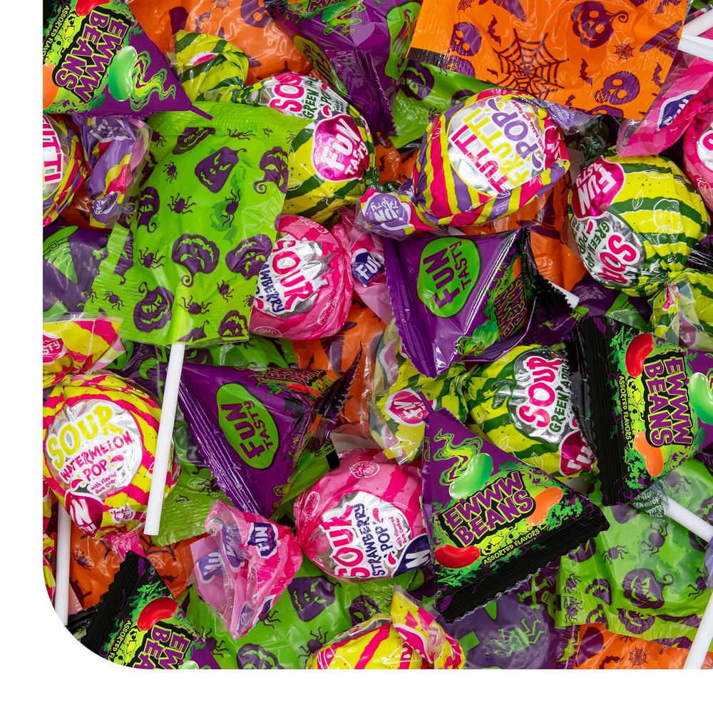 Halloween Candy - 2 Pound Pack (70 Count) - Assorted Candy Variety Pack - Gross Jelly Beans Individual Pouches, Halloween Suckers & Gum Filled Sour Lollipops