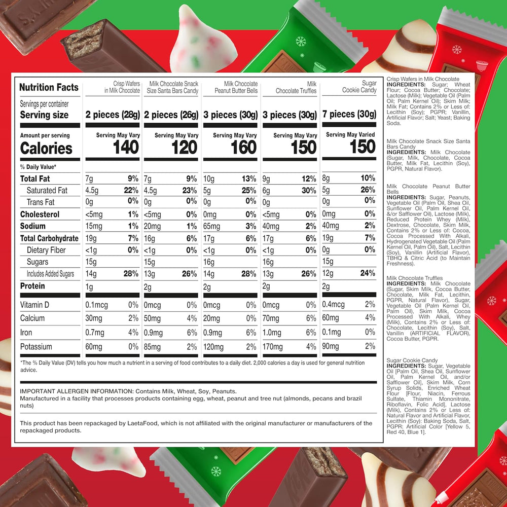 Christmas Chocolate Candy Assortment - 3 Pound Bulk Bag - Classic Christmas Candy Individually Wrapped - Holiday Treats - Snack Size Stocking Stuffers