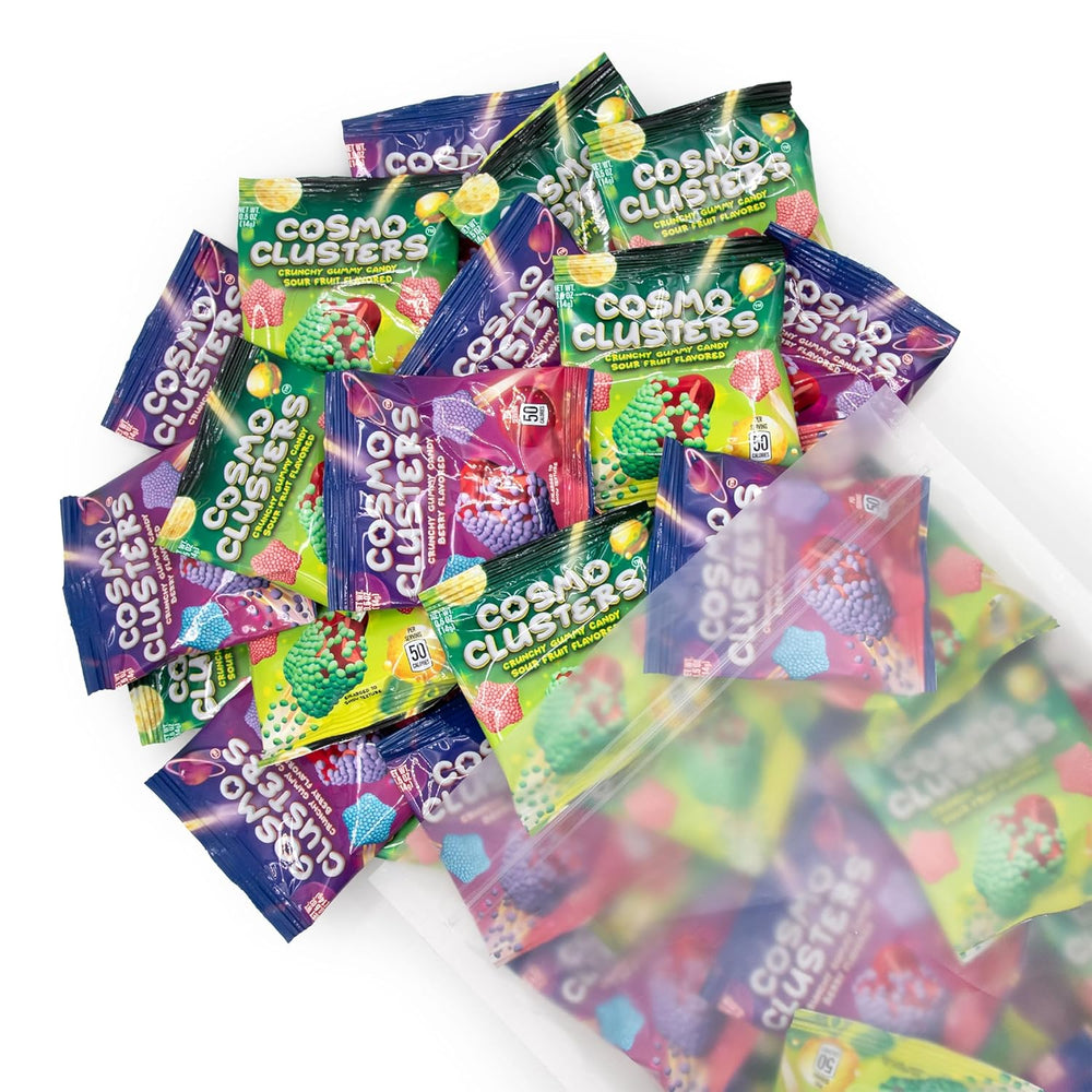 Halloween Crunchy Gummy Candy Mix | 0.5 Ounce Pouch (24 Count) | Sour Fruit and Berry Chewy Star Candy - Crazy Outlet Candy Store