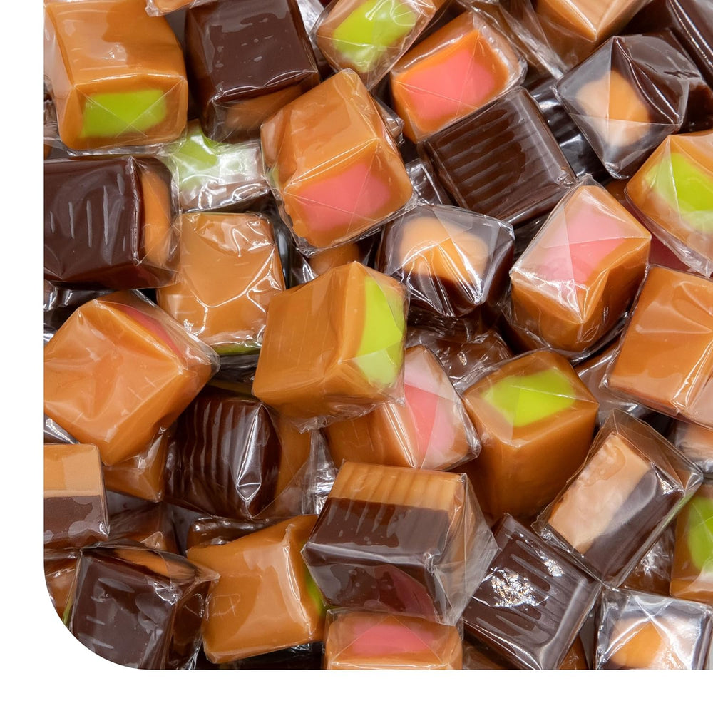 Caramel Cubes Candy Mix | 2 Pound Pack | Vanilla, Chocolate, Apple, Strawberry - Crazy Outlet Candy Store
