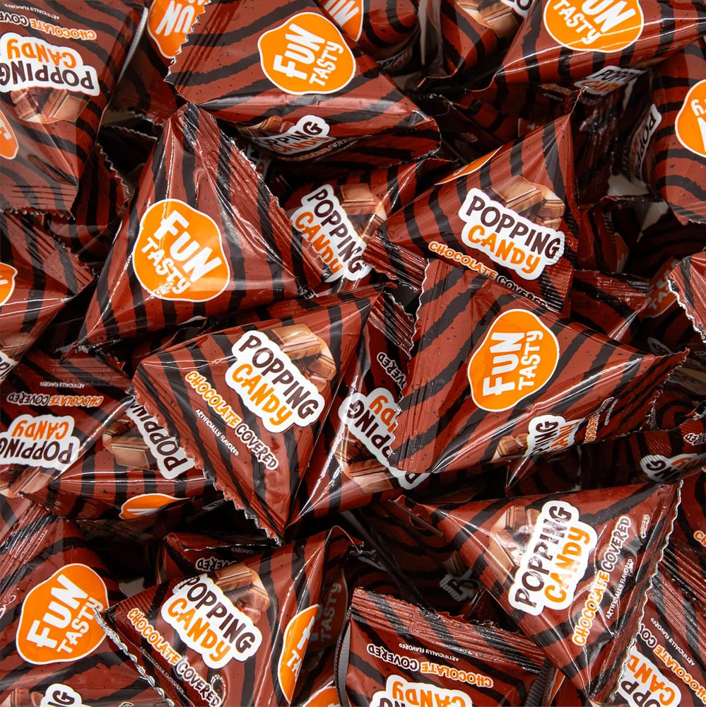 Popping Candy Bulk - 40 Mini Pouches - Chocolate Covered Popping Rocks - Strawberry Flavor - Individually Wrapped Candy for Classroom Rewards & Party Favors by Funtasty
