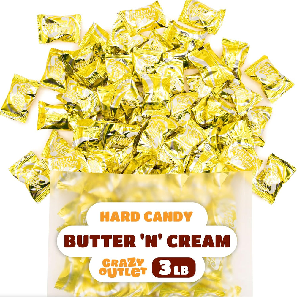 Butter ‘N’ Cream Hard Candy | 3 Pound Bulk Pack | Buttercream Candy for Buffets and Nostalgic Treat Jars - Crazy Outlet Candy Store