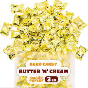 Butter ‘N’ Cream Hard Candy | 3 Pound Bulk Pack | Buttercream Candy for Buffets and Nostalgic Treat Jars - Crazy Outlet Candy Store