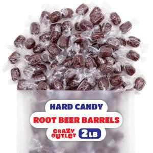 Root Beer Barrels Hard Candy | 2 Pound Bulk Bag | Individually Wrapped Old Fashioned Candy with Classic Root Beer Flavor - Crazy Outlet Candy Store