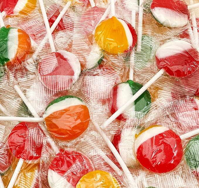 Mixed Flat Lollipops – 3-Color Assortment | 30.8 lb Bulk Case | 50 Cases per Pallet | Wholesale Candy - Crazy Outlet Candy Store