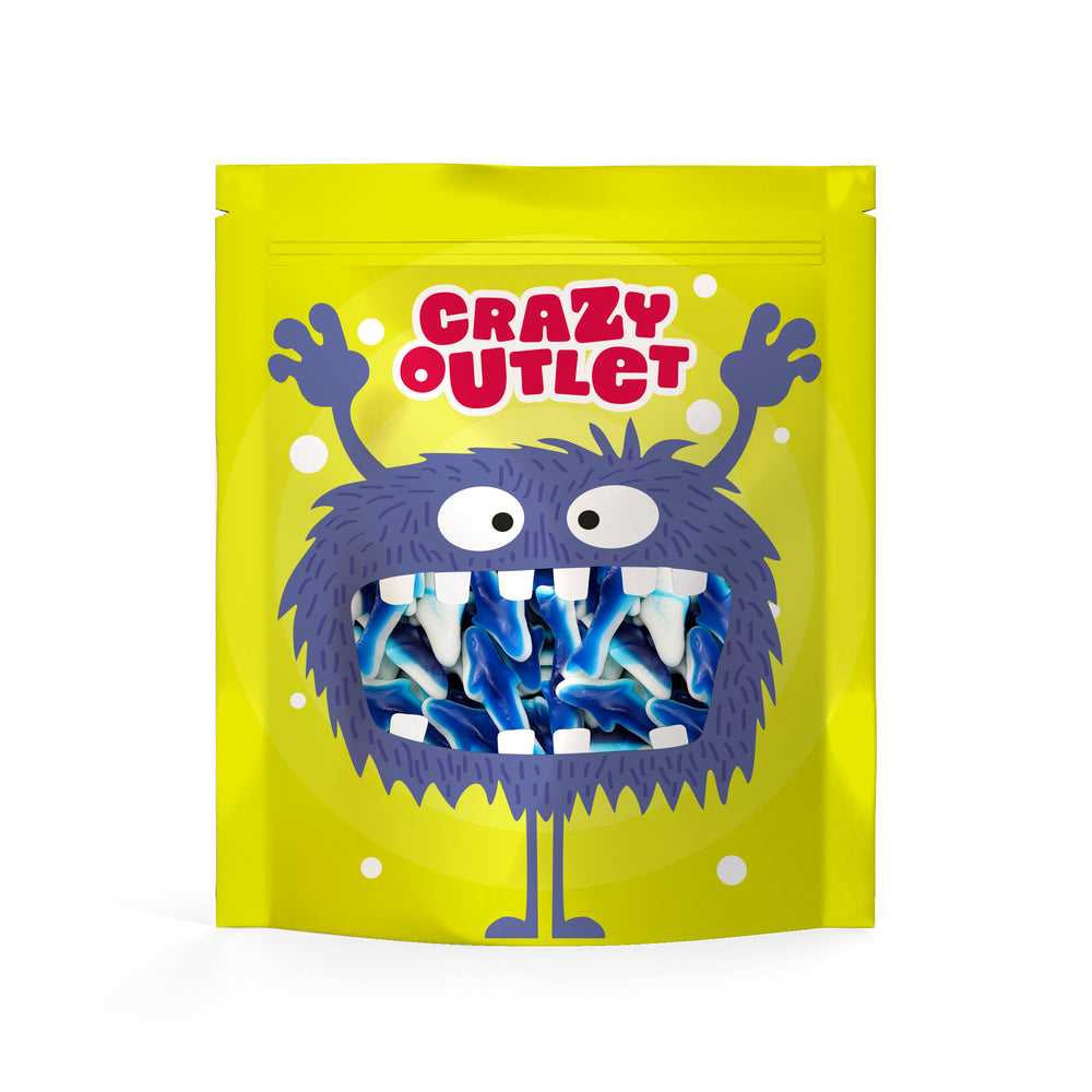 Funtasty Blue Sharks Gummy Marshmallow Candy, Blue Raspberry Flavor - Crazy Outlet Candy Store
