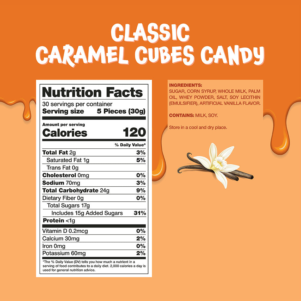 Caramel Cubes Candy | 2 Pound Bulk Pack | Individually Wrapped Caramels - Crazy Outlet Candy Store