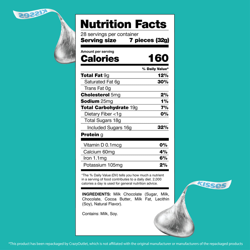 HERSHEY'S KISSES Milk Chocolate Candy (2-Pound Pack) - Crazy Outlet Candy Store