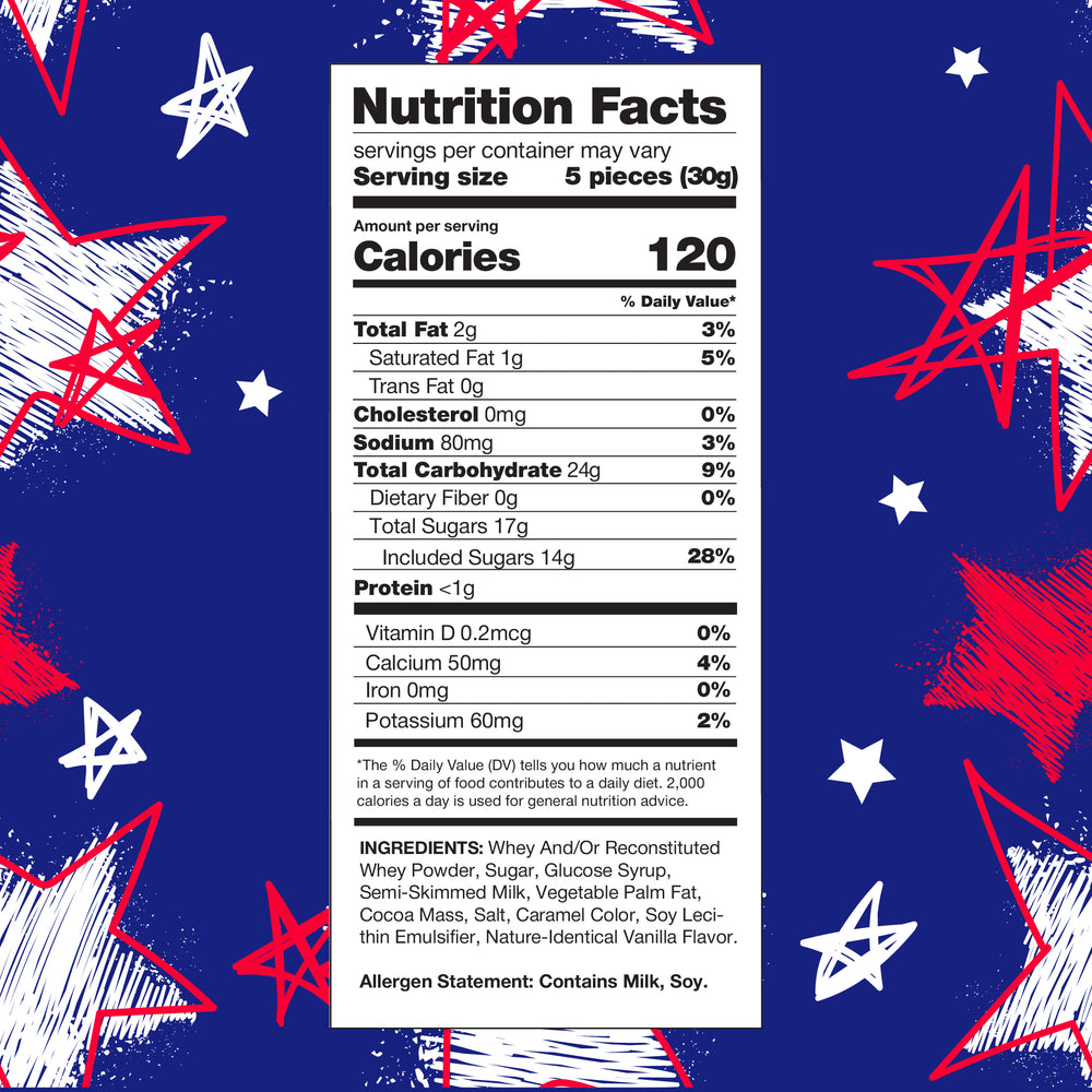 Patriotic Candy Chocolate Flavored Caramels - Independence Day Taffies - USA Flag Colors - Crazy Outlet Candy Store