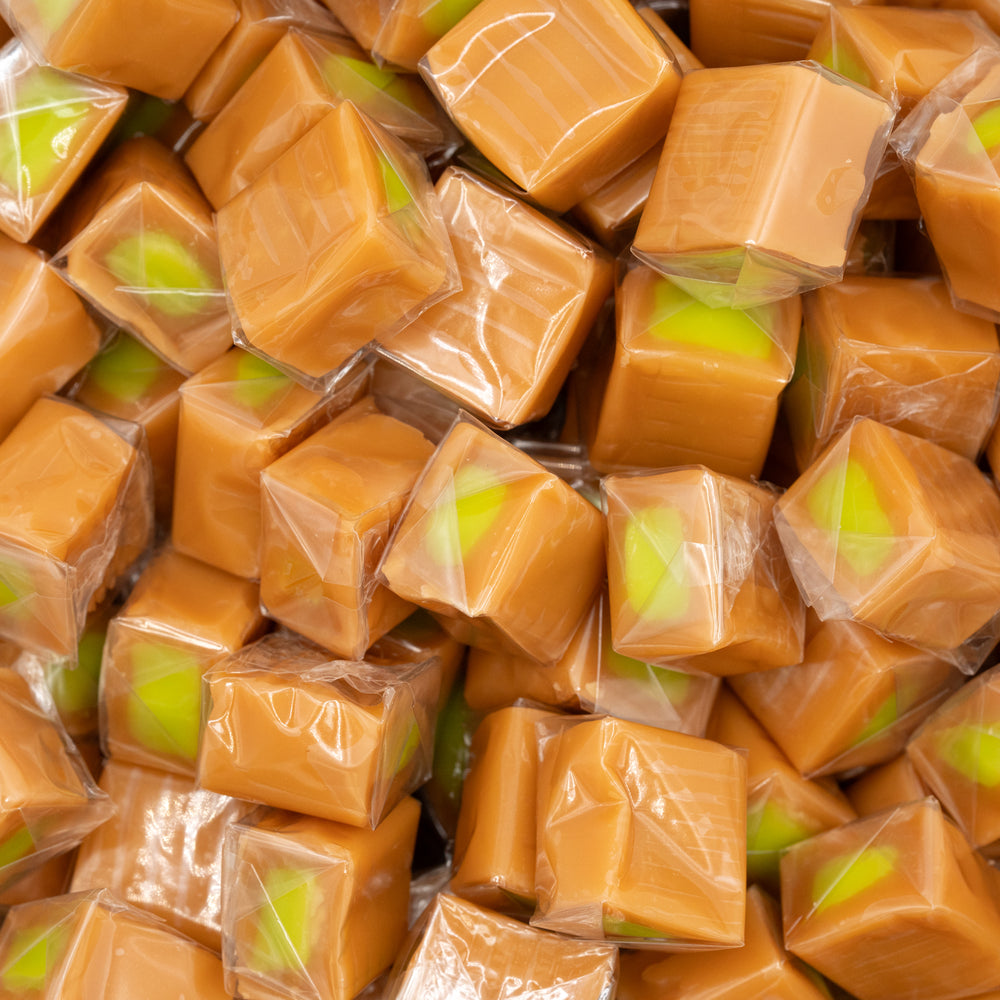 Vanilla Caramel Candy with Apple Filling – Bulk 30 lb Case | 50-Case Pallet | Wholesale Filled Candy - Crazy Outlet Candy Store