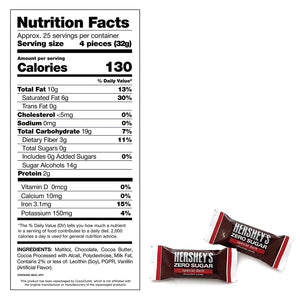 HERSHEY’S ZERO SUGAR SPECIAL DARK Sugar Free Mildly Sweet Chocolate Bite Size Bars - Crazy Outlet Candy Store