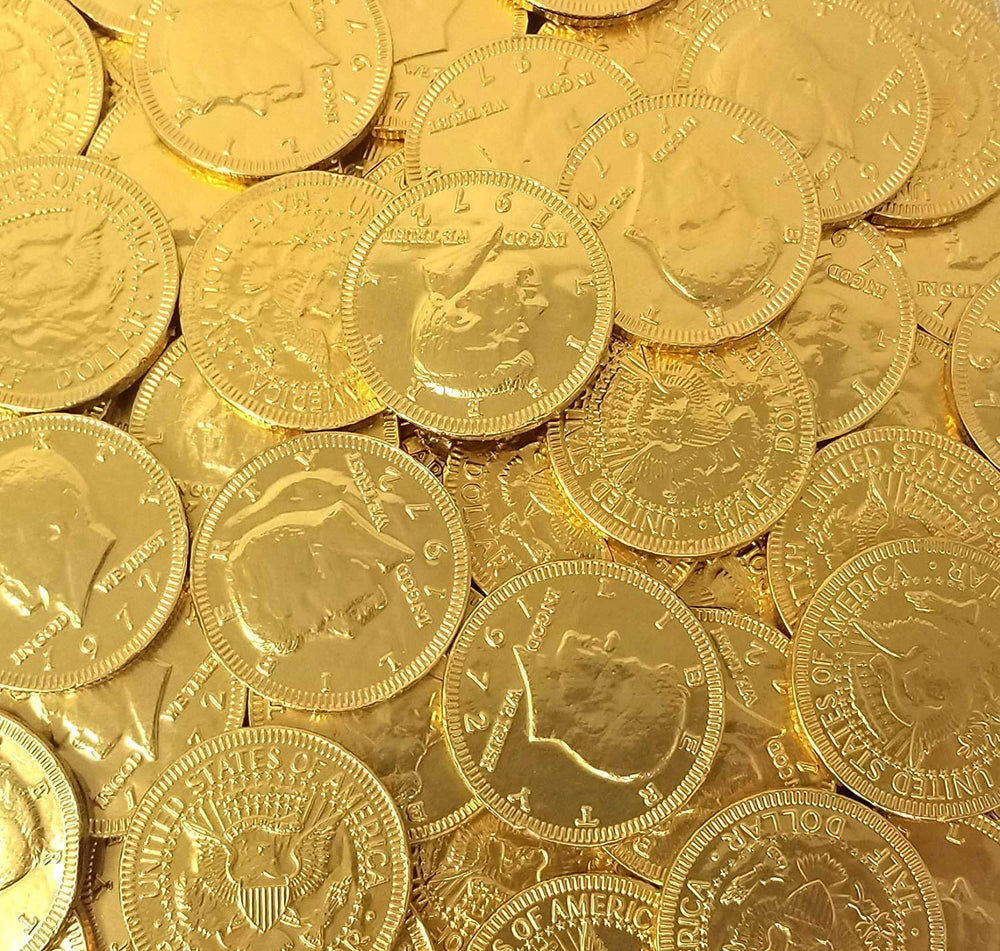 Gold Coins Milk Chocolate Candy, Large 1.5 Inch, Bulk Pack 2 Lbs - Crazy Outlet Candy Store