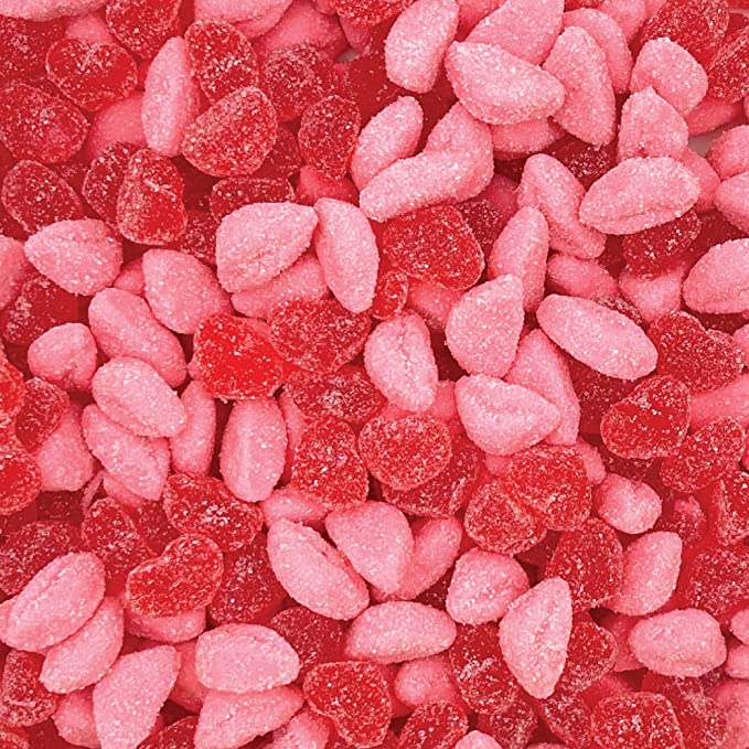 Valentine's Day Hearts and Lips Gummy Candy, Bubblegum & Strawberry Flavors, Bulk Pack 2 Pounds