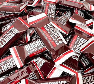 
            
                Load image into Gallery viewer, HERSHEY’S ZERO SUGAR SPECIAL DARK Sugar Free Mildly Sweet Chocolate Bite Size Bars
            
        
