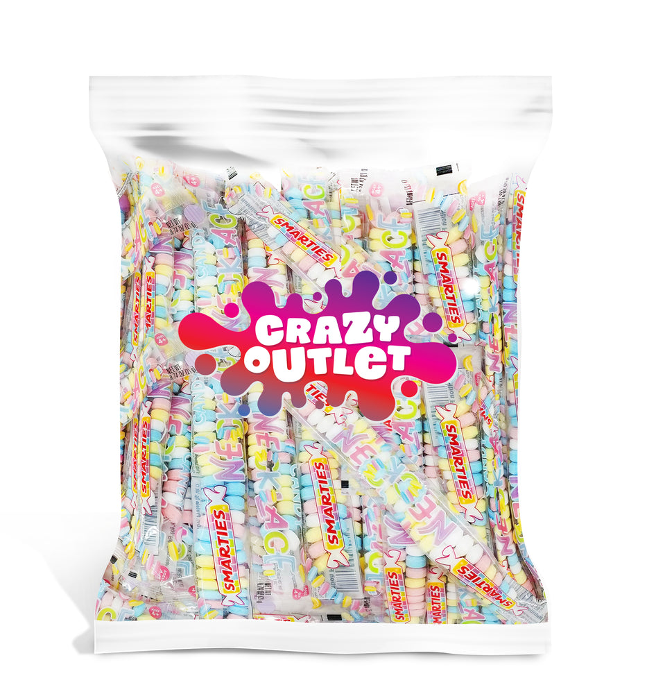 Smarties Necklaces, Vegan Hard Candy, Individually Wrapped, 40 Count, Bulk Pack, 2 Lbs - Crazy Outlet Candy Store